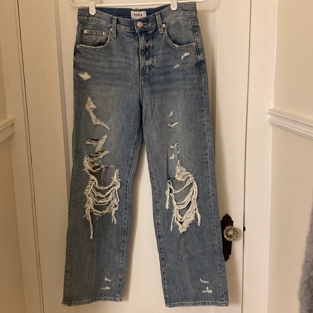 Pistola size 25 boyfriend distressed jeans